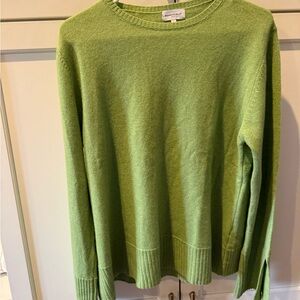 Wool and cashmere Elegant Lime Green Women's Crew Neck Sweater